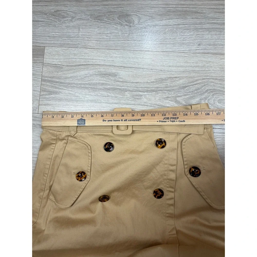 Spartina 449 Tan Trench Midi Skirt Belted‎ Double Breasted Khaki Size 8